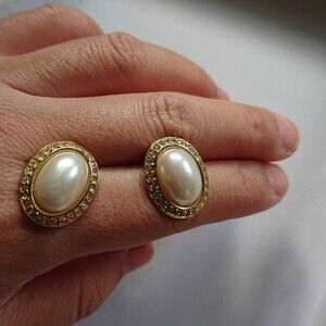 Marvella Vintage faux pearl and rhinestones earrings